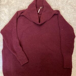 Free People Maroon Cowl Neck Sweater